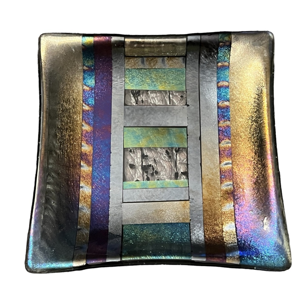 Dichroic Fused Glass Small Multicolored Trinket Dish 1998